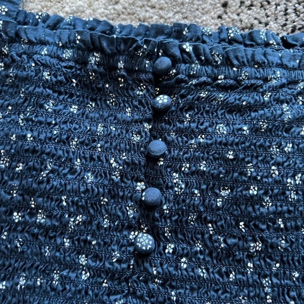 Madewell Lucie Navy Daisy Print Smocked Tank Top - Picture 5 of 5